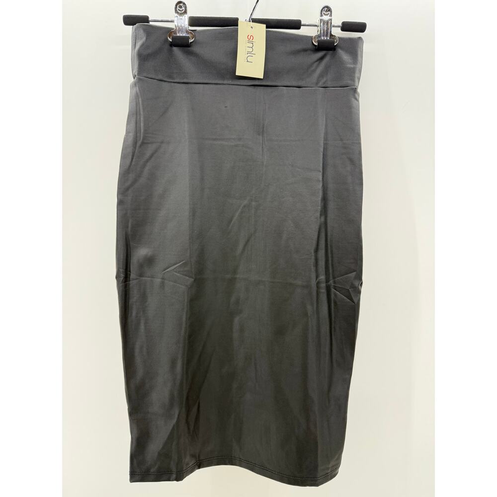Simlu Women's Faux Leather Black Skirt - size Small - NWT